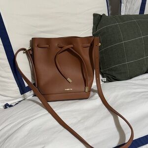 Paris 64 cognac mini bucket bag